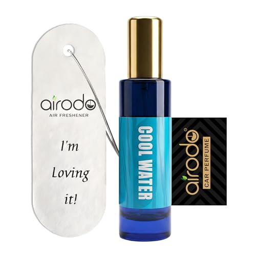 Image of Airodo Cool Water Air Freshener Spray With Hanging Card| 200 + Sprays, Long Lasting | Luxury Air Freshener For Air Interior| Air perfume(30ml,Pack of 1)
