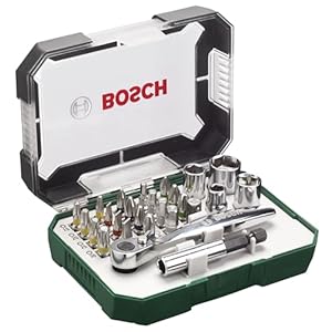 Bosch 26-delige schroefbit- en ratelschroevendraaierset (PH-, PZ-, zeskant-, T-, TH-, S-bit, accessoires boormachine en schroevendraaier)
