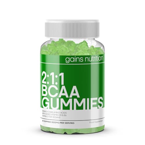 GN BCAA Gommose | 60 Integratori con Aminoacidi BCAA - 1000 mg di Aminoacidi a Catena Ramificata per Dose - L-Leucina, L-Isoleucina e L-Valina | Gusto Mela, non OGM e Adatto a Vegani e Vegetariani