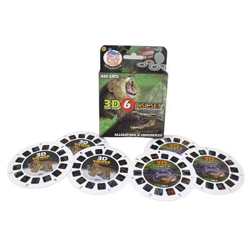 WARM FUZZY Toys Alligator and Big Cat Reels for Viewfinder - Viewfinder Reels for Kids & Adults, Classic Toys, 3D Reel, Retro Toys, Contains 6 Slide with 42 High Definition 3D Images