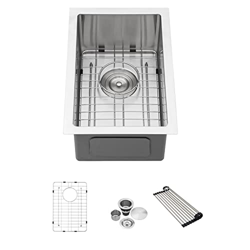 Bar Sink Undermount - Lofeyo 14" X 18" Kitchen Bar Sink Stainless Steel 16 Gauge Round Corner Single Bowl Undermount Bar Prep Sink Basin #TOP5