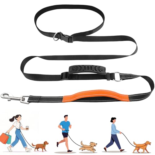 X XBEN Guinzaglio Cani Mani Libere, Multifunzionale Guinzaglio da Corsa per Cani Grande Media e Piccola, Cintura in Vita Regolabile Guinzagli per Cani con Doppie Maniglia Metallo Fibbia, 0,8-2,35 M