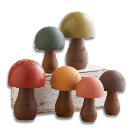 Your Heart's Content Wood Mushrooms, Set of 6, Custom Colors,