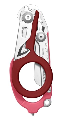 Image of LEATHERMAN, Raptor Rescue, 6-in-1 Heavy-Duty Emergency /Trauma Shears with Carbide Glass Breaker & Strap Cutter, Made in the USA, Raspberry Rose