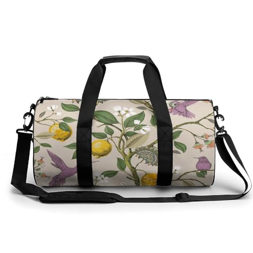 Sac de sport gym fleur d'oiseau rétro : bagage de voyage week-end de 45cm pour le camping