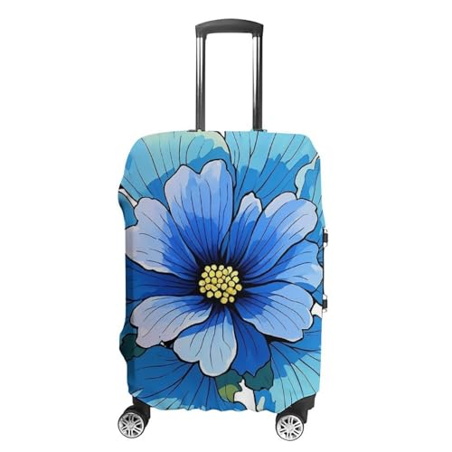 Blue Hibiscus Flower Printed Luggage Cover Protector, Fits 18-32 Inch Luggage