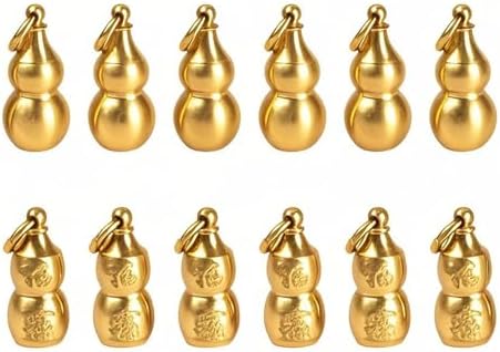 12PCS Brass Gourd Pendants for Prosperity & Good Luck - Universal Hanging Decorations, Traditional Chinese Feng Shui Metal Ornaments image 2