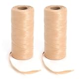 2 Rollos Rafia para Tejer Crochet, Hilo de Rafia para Tejer Bolsos - 5mm x 200m Caqui, Cinta efecto Rafia Natural, para Bolsos, Sombreros, Zapatos y Decoración