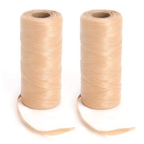2 Rollos Rafia para Tejer Crochet, Hilo de Rafia para
