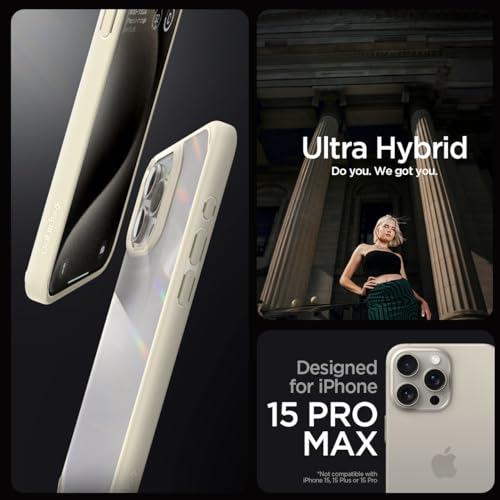 Image of Spigen Ultra Hybrid Back Cover Case for iPhone 15 Pro Max, Durable Hybrid Structure, Air Cushion Technology - PC+TPU | Mute Beige