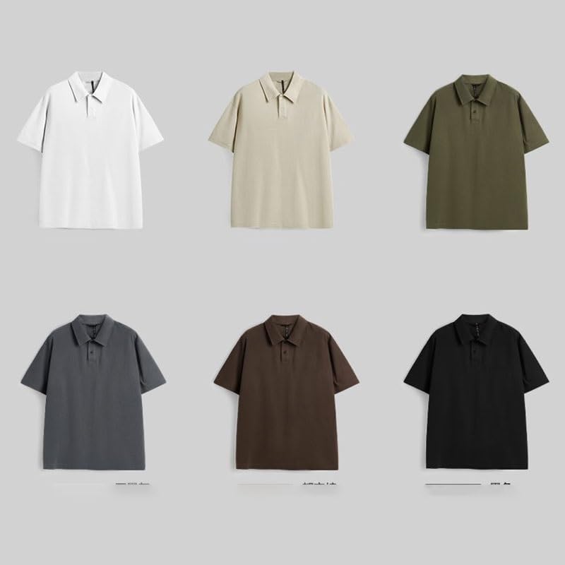 HBJWOV Fashion Lapel Pullover Short Sleeves Casual Cotton Breathable T-Shirt Outdoor Sports Classic Tops Vest(Gray,XX-Large)