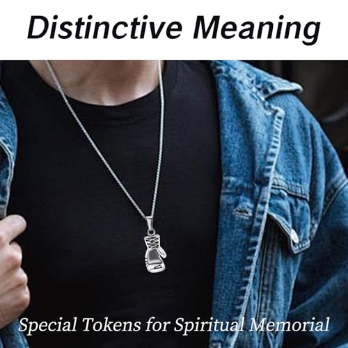 Boxing Necklace for Men Stainless Steel Glove Pendant Gloves Chain Jewelry Charm Boxing Glove Pendant Necklace for Men Punk Style Boxing Glove Chain, Silver4