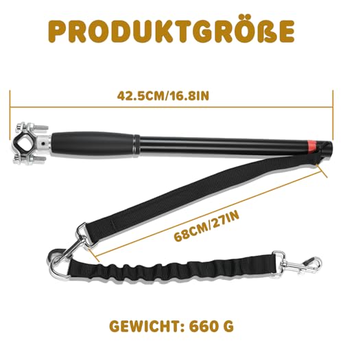 YedZen Fahrradleine für Hunde, Freihändiges Hunde Fahrrad Trainingsleine mit Schnell Befestigungsmechanismus, Fahrrad Hundeleine Sicher mit Haustieren für Joggen, Training, Radfahren Outdoor