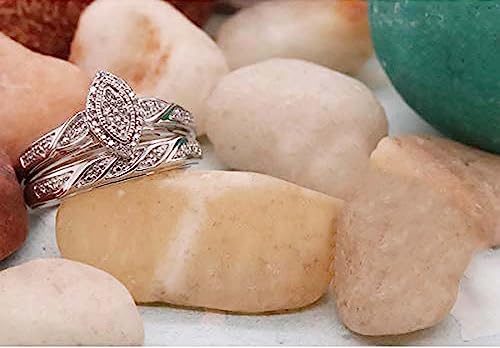 Dazzlingrock Collection Round White Diamond Marquise Frame Ring Band Set for Women (0.09 ctw, Color I-J, Clarity I2-I3) in 925 Sterling Silver2