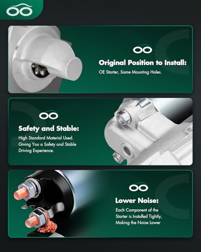 Image of SCITOO Starter Motor 18533N AM134946 for John Deere Mowers-Z-Trak 737 757 Tractors-Lawn X465 Utility Vehicle (UTV) Gator TH 6x4 for Kawasaki Small Engines Various Models 12 Volt CCW 9-Tooth Pinion