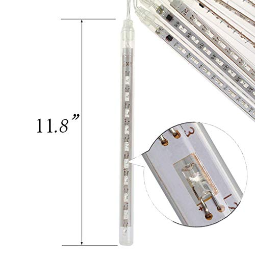 Rain Drop Lights,30Cm 8 Tubes 144 Led(11.8 Inch/Tube) Icicle Snow Falling Raindrop Lights For Wedding Party Holiday Xmas Halloween Home Garden Tree Decoration (Blue) #TOP6