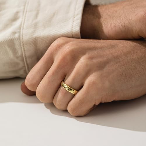 Unique Dragon Skin Mens Wedding Band in 925 Silver, Handcrafted 925 Sterling Silver Rings For Men or Women, Minimalist Men Jewelry, Polished Gold Plated Rings, Ideal Mens Promise Band or Gifts For Him2