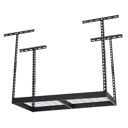 Klutch Overhead Storage Rack, 48in.L x 24in.D, 350-Lb. Capacity | Adjustable Height, 23in.-37in.H, Accessible organization, Garage and workshop storage, Easy inventory visibility