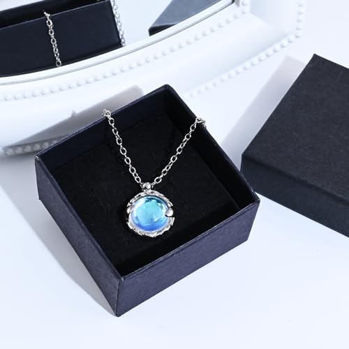 Circle Moonstone Necklace Blue Gemstone Pendant Necklace for Women Girls Silver Handmade Necklaces Moonstone Jewellery for Gift Valentine's Day - Image 8