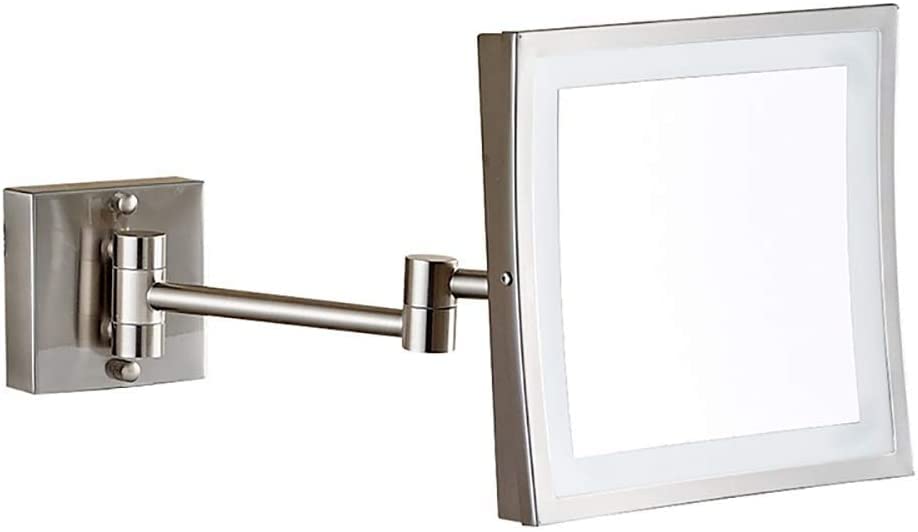 Miroir salle de bains pliant à LED carré pour un éclairage de maquillage sans aucune ombre