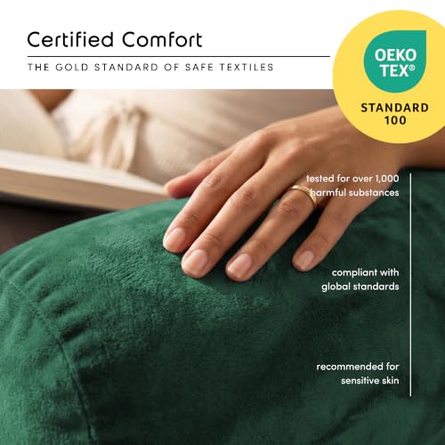 Image of Nestl Reading Pillow with Shredded Memory Foam, Designed for Sitting Up in Bed and Couch, Back and Arms Adjustable Support for Adult & Teens Backrest Pillows for Reading with Washable Cover Dark Green