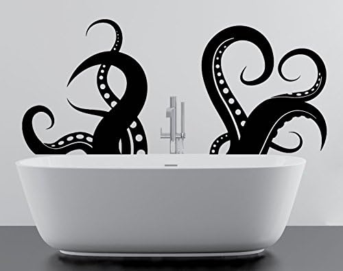 (39" X 17") Vinyl Wall Decal Amazing Octopus Tentacle / Sea Creature Bathroom Art Decor Sticker / Bath DIY Mural + Free Random Decal Gift