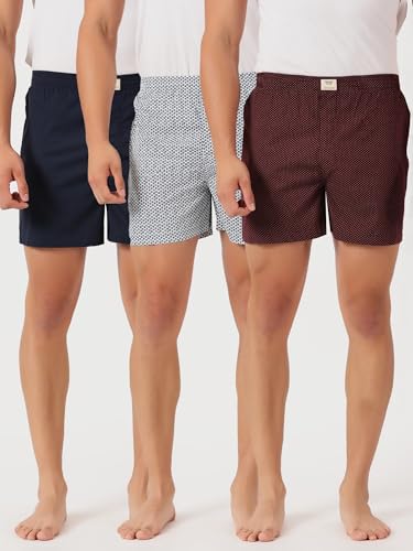 Image of Thomas Scott Men's | Cricket Club | Regular Fit | 100% Cotton | Casual | Woven | Boxer | Shorts | Pack of 3