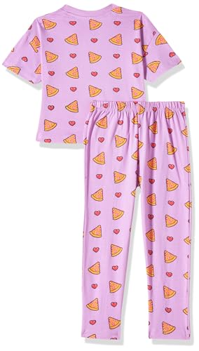 Image of T2F Girls Cotton Printed Oversized Fit Crop Top and Pant Pajama Set