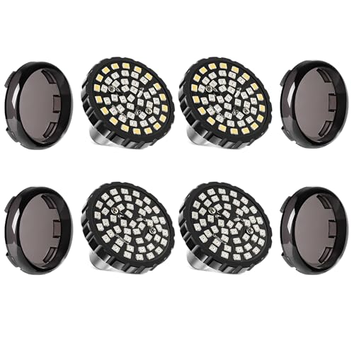 Benlari 2\'\' Front Rear LED Turn Signals 4Pcs,48LEDs Turn Signals Light with 4 Smoke Lens Cover Fit for Harley Davidson Dyna Softail Sportster Iron 883 Touring Street Glide Road Glide 1986-2024