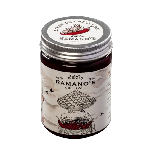 Image of RAMANO'S Fiery OG Chilli Oil 240 Gms, Extra Hot and Spicy with 5 Hand-Picked Chillies, Intense Sichuan Peppercorn Heat for Spice Lovers, Perfect for Stir-Fries, Marinades, Fried rice, Pizza & Pasta