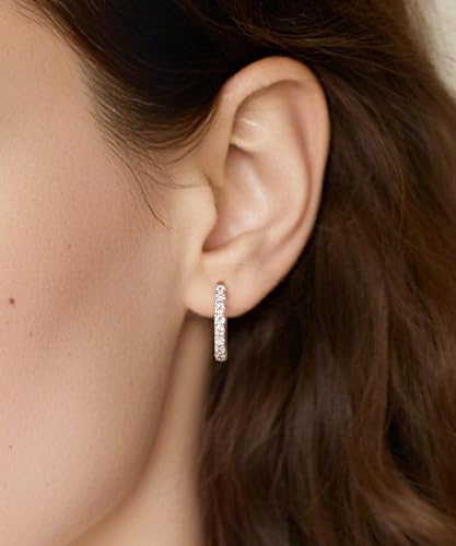 Monkton Huggie Earrings S925 Sterling Silver Cubic Zirconia Small Hoop Earrings - 15mm Sparkling Hypoallergenic Women's Jewelry4