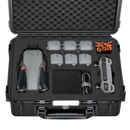 Hard Case for DJI Air 3S/Air 3 - Waterproof Carrying Cases Portable Storage Bag Fits for DJI Fly More Combo RC 2/RC-N2/RC-N3 Controller Batteries Charger Cables Accessories (Only Black Case)