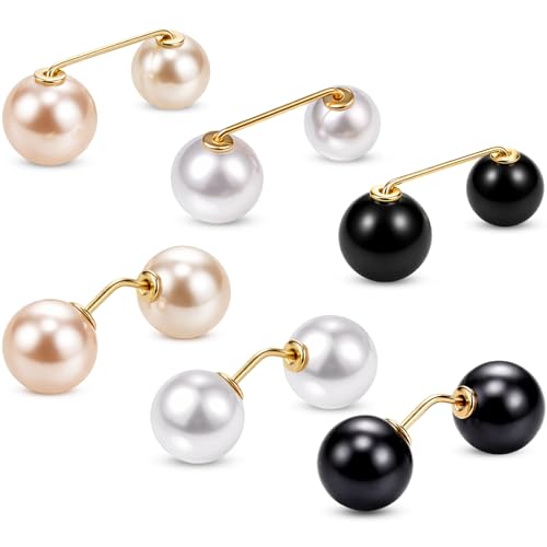 Image of WILLBOND 6 Pcs Artificial Pearl Brooch Pins Sweater Shawl Safety Clips Dress Clips for Women