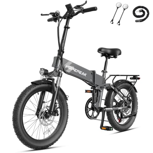 ACTBEST Summit Foldable Ebike for Adults, 20'' Fat Tire Electric Bike with Peak 1200W Motor, 48V 12AH Built-in Battery, LCD Display & Full Suspension E Bike for Commuting image 3