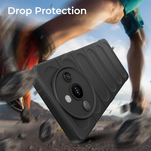 Image of A rtistque Liquid Silicone Stripes Back Cover Case for Realme Narzo 60 5G | with Camera Protection | with Inner Fabric | Anti Slip Grip | AirBag Case - Black