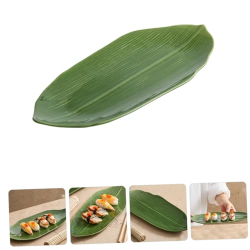 Plato japonés cerámico en forma de hoja para sushi miniatura 2