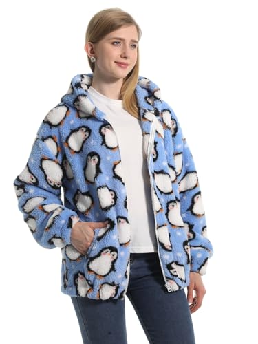 JOJJJOJ Women's Coat Hooded Jacket Hoodie Stylish Winter Jacket with Warm Hoodie Zip, penguin, M