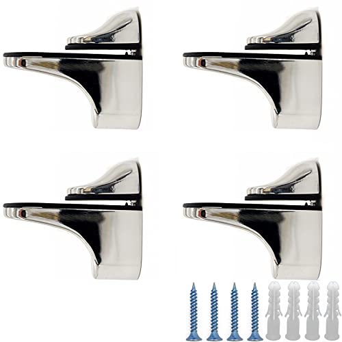 Supports de Fixation RéGlables Pince De Support De Verre Clamp - 4 Pcs Alliage de Zinc Miroir Salle Bain Fixations Clip pour étagère en bois/verre de 3 à...