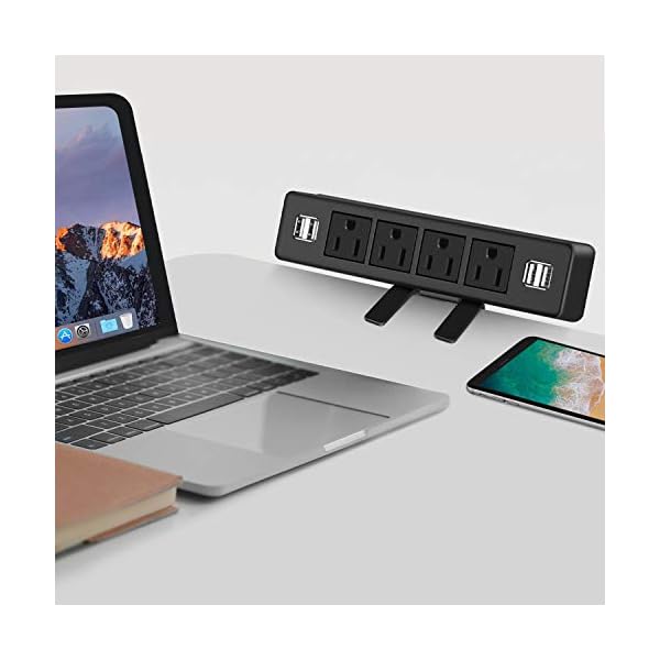 ANNQUAN Desktop Clamp Power Strip with 4 USB Ports,Desk Mount Power