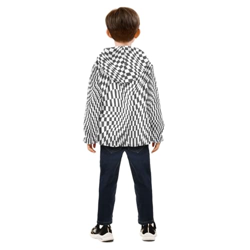 Black and White Grid Toddler Jackets for Boys Winter Outerwear Kids 3T-10T4
