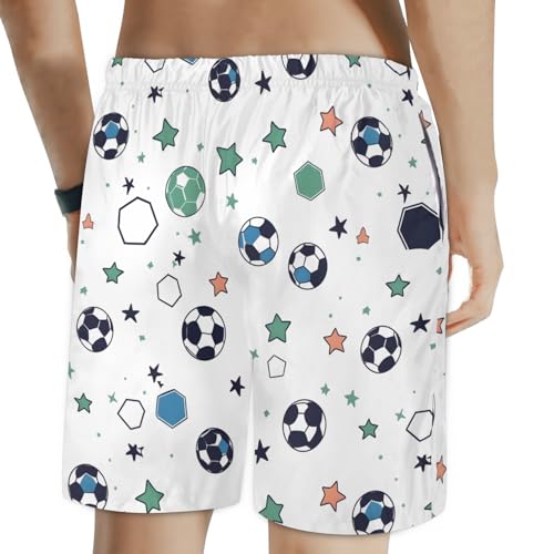 Men's Swim Trunks Size S Soccer Mural with Mesh Lining Soft Breathable Quick Dry Beach Shorts Pure White2