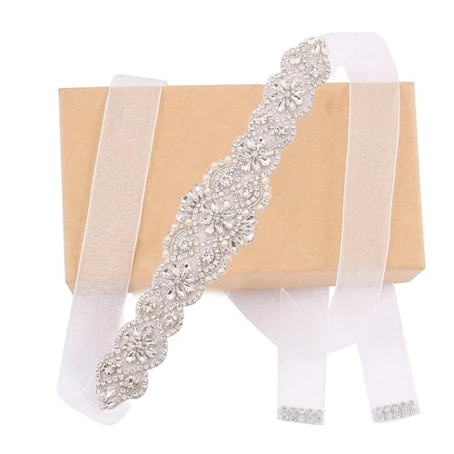 Handmade Crystal Bridal Belt Wedding Sash Belt with Rhinestones Pearls for Wedding Dress Bridesmaid Gown Plus Size