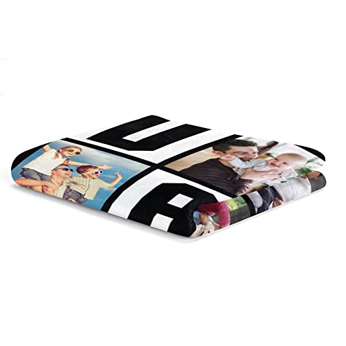 Fathers Day Personalized Gifts From Daughter Son-Custom Blanket With Photo Text-Customized Blankets-Multiple Colors Sizes Soft Flannel Blankets-Gifts For Dad Mom Grandma Grandfather #TOP5