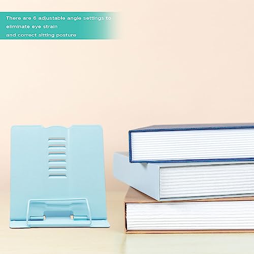 Dohia Book Stand Metal Desk Book Holder Portable Metal Desktop Adjustable Foldable Cookbook Holder D1-2306-ETYDJ (Blue) - Thumbnail 4