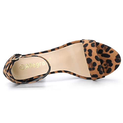Allegra K Allegra K Women's Ankle Strap Leopard Platform Chunky Heels Sandals - 7.5 M US