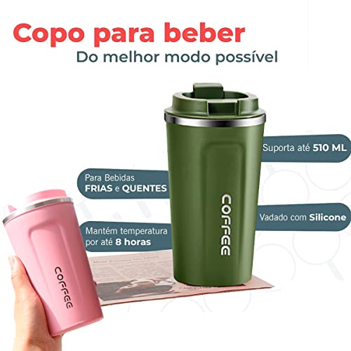 Garrafa Inoxidável Térmica Copo Squeeze Com Infusor 510ML Anti-Queda Parede Dupla Aço Quente Frio Su