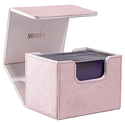 Sanseking Magic Card Deck Box for MTG Single Deck Card Box fits 100+ TCG Sleeved Cards Tyvek® Paper Card Box Top Loading Card Boxes Magic Gift for MTG TCG CCG (Horizontal,Pink)
