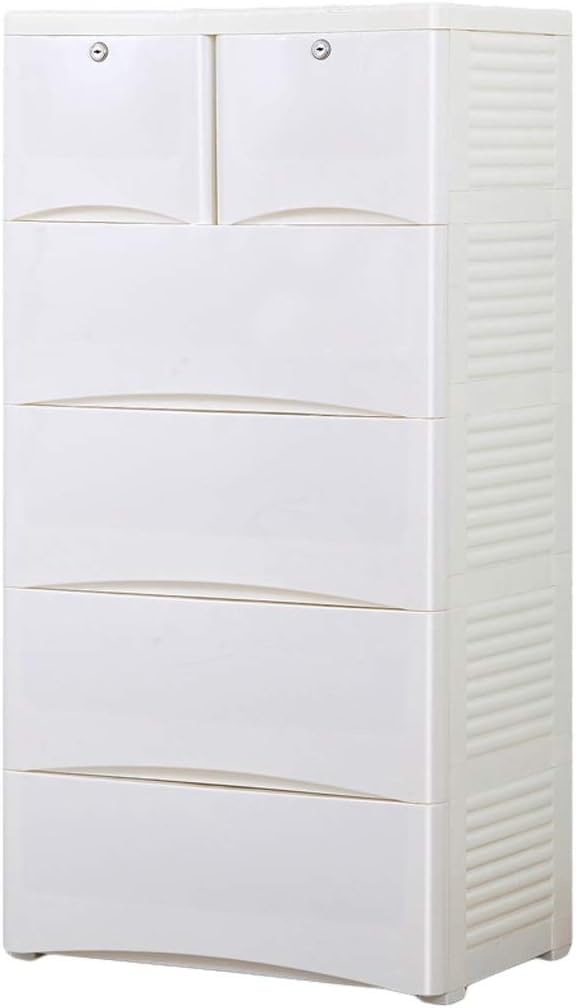 Armadietto portaoggetti in plastica per bambini, con 6 cassetti, colore: beige