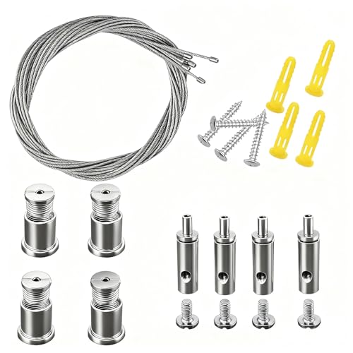 4 pièces Kit de Suspension Plafond Câble de Suspension Réglable Fil de Suspension Luminaire Corde en Acier Inoxydable à Suspendre pour Panneau de Plafond...