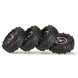 Goolsky 4Pcs AUSTAR AX-4020C 1.9 Inch 110mm 1/10 Rock Crawler Tires with Beadlock Wheel Rim for D90 SCX10 AXIAL RC4WD TF2 RC Car